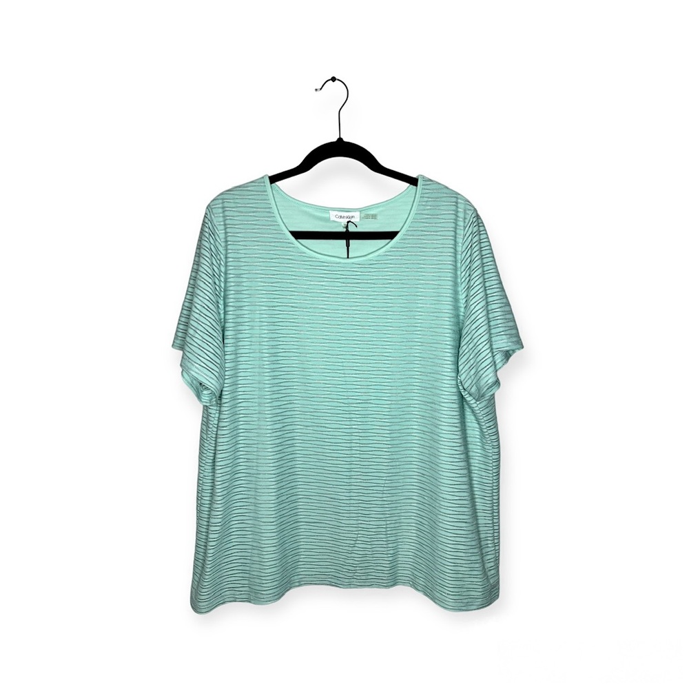 Calvin Klein Light Blue-Green Textured Top